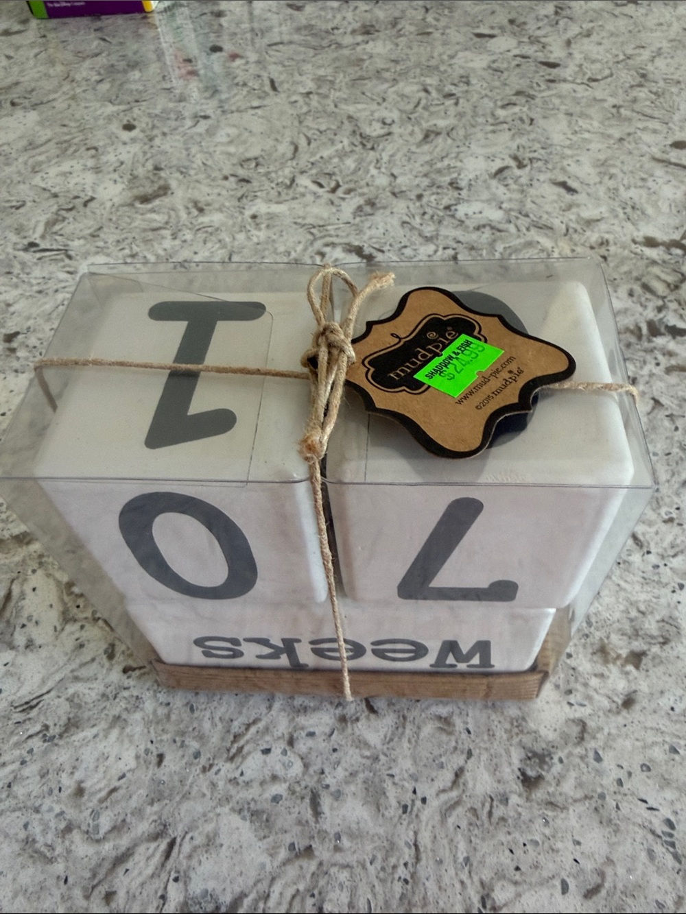 NWT Mud Pie White and Gray Milestone Blocks with Twine